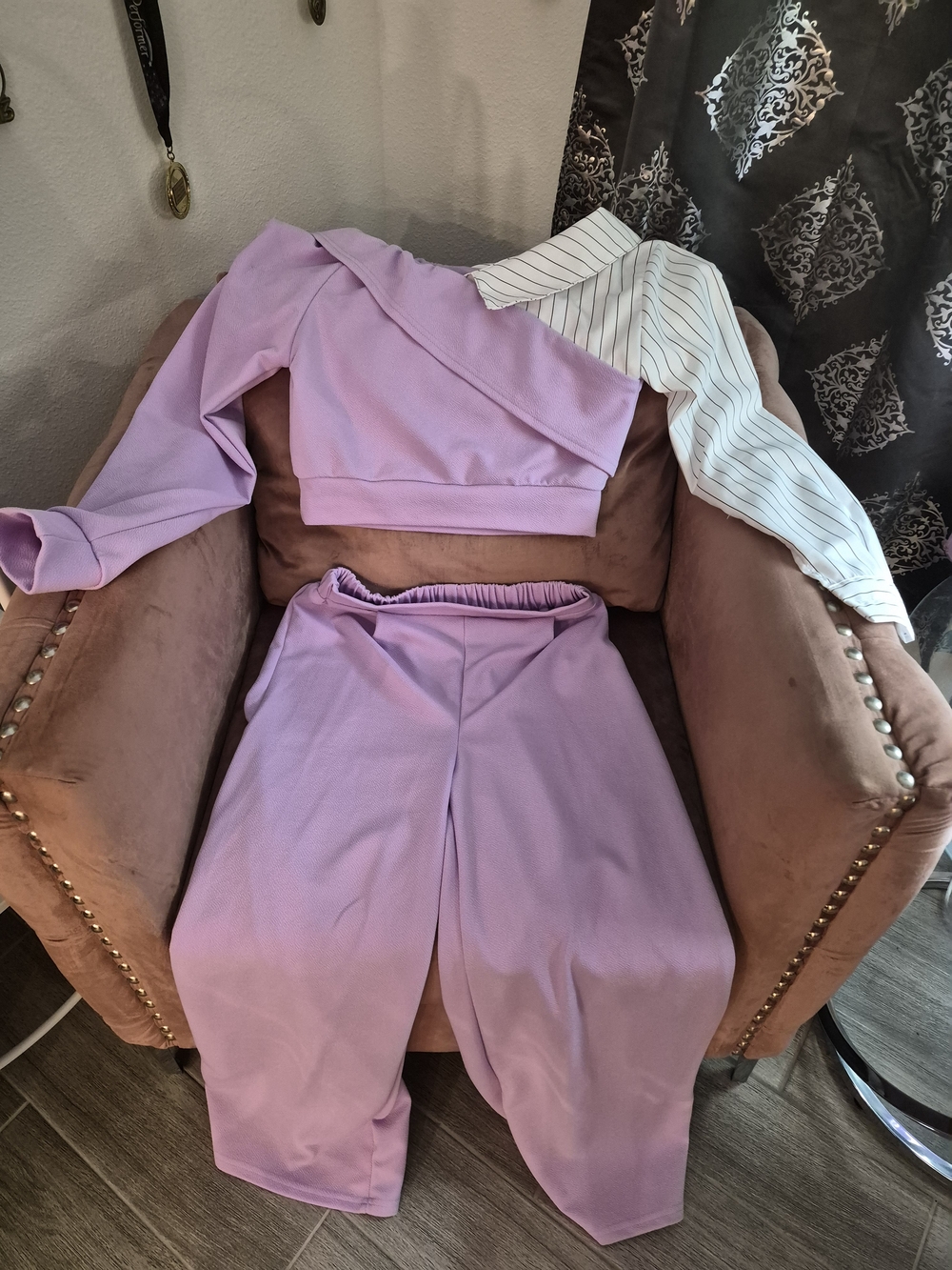 SHEIN Lavender Wide Leg Lounge Pants Set